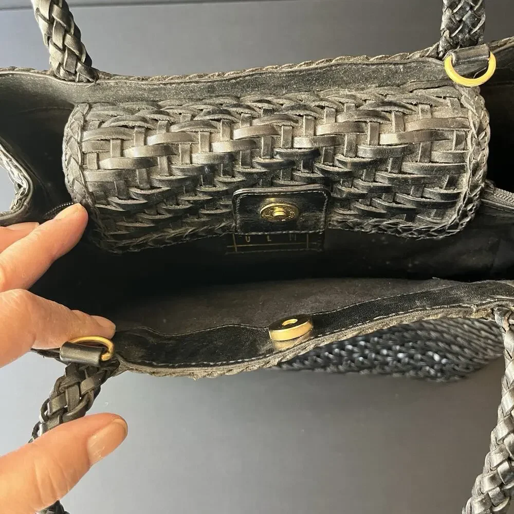 Vintage CEM Woven Woven Shoulder Bag Black
